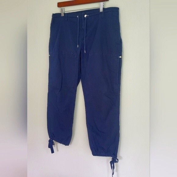 Lauren Ralph Lauren cargo cotton/nylon navy blue adjustable capris size 14 - Picture 5 of 7